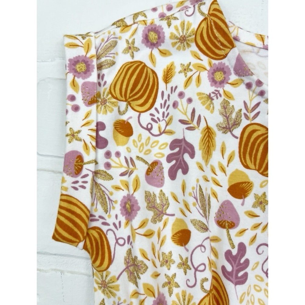 NWOT Cynthia Rowley Girls Glitter Pumpkin Fall Leaves Short Sleeve Dress XS 4 - Picture 2 of 6